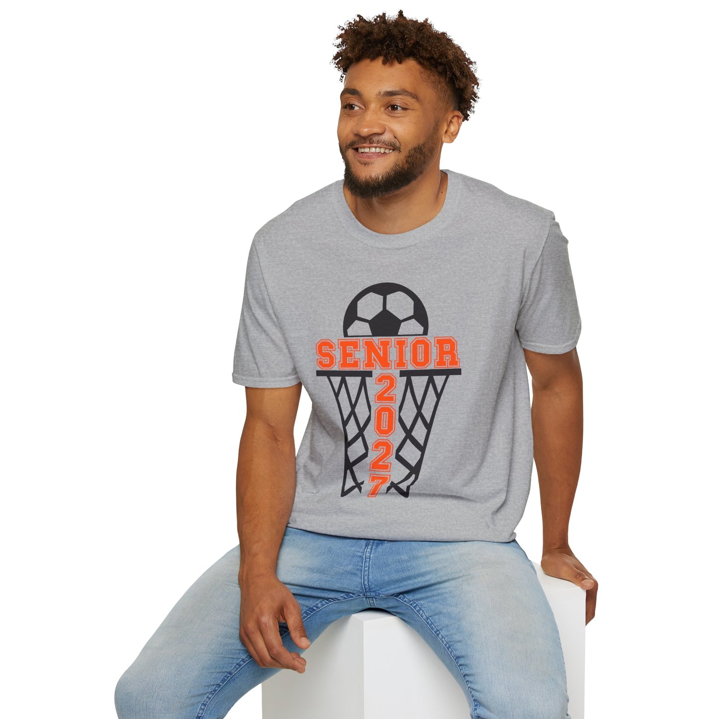 Senior 2027 Soccer T-Shirt — Senior Year Basketball Net Design