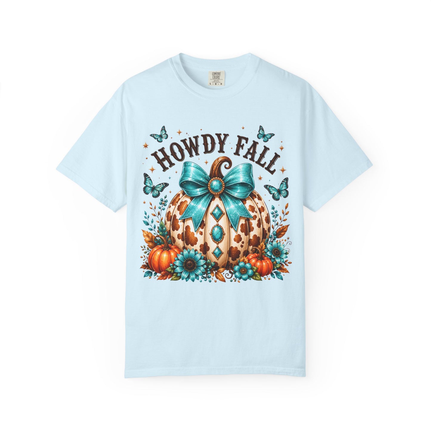 Howdy Fall Tee — Teal Pumpkin & Floral Autumn T-Shirt