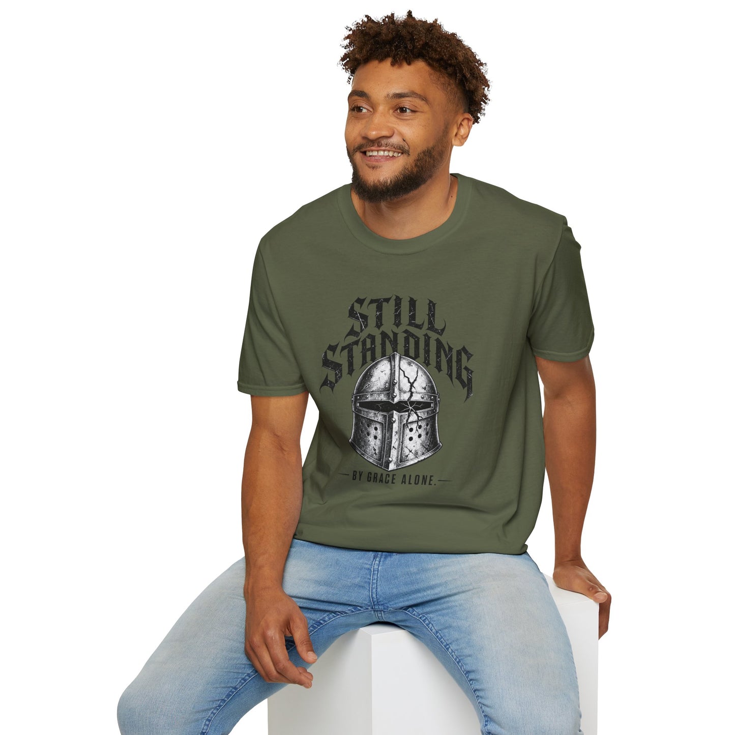 Still Standing Helmet T-Shirt — Viking/Medieval Warrior Graphic Tee