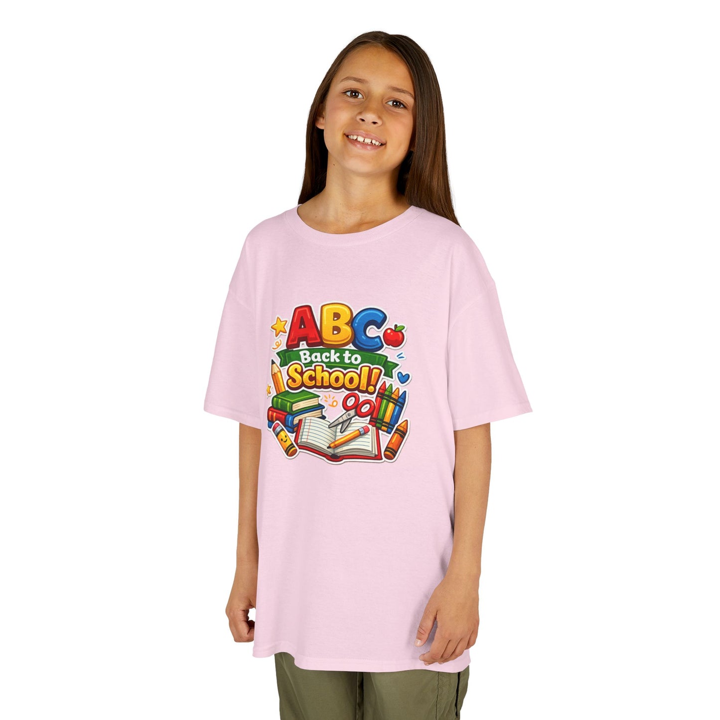 Kids T-Shirt - 'ABC Back to School' Colorful School Supplies Graphic