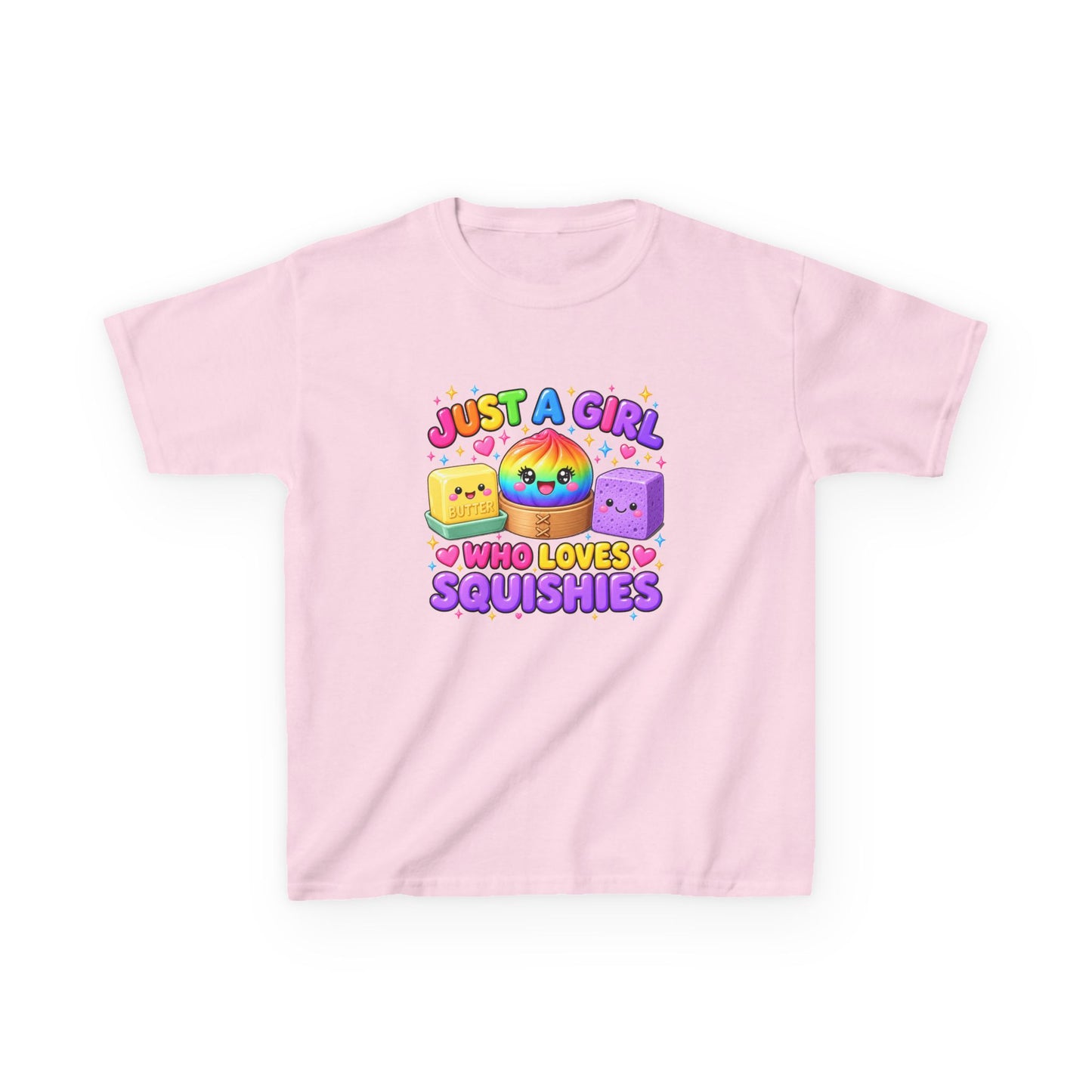 Kids Tee — "Just a Girl Who Loves Squishies" Cute Rainbow Squishy Toy Shirt