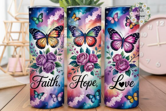 Faith Hope Love Butterfly - 20oz Tumbler