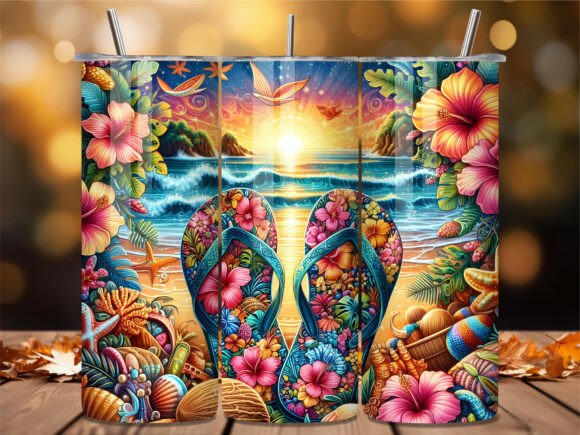 Tropical Flip Flops Beach Tumbler