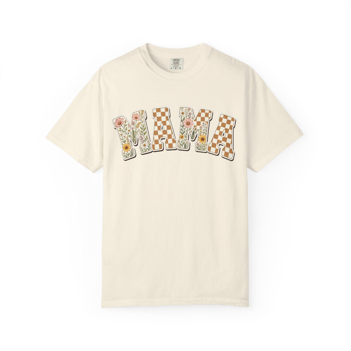 Mama Floral Checkerboard T-Shirt — Retro Mom Graphic Tee
