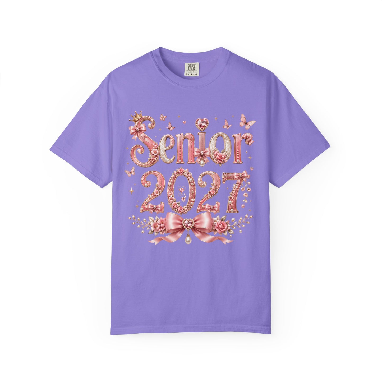 Senior 2027 T‑Shirt — Floral Pink Graduation Tee for High School & College Seniors