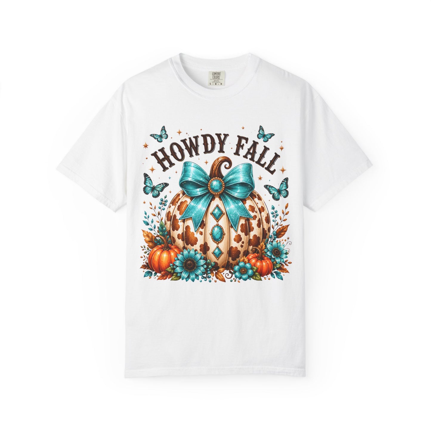 Howdy Fall Tee — Teal Pumpkin & Floral Autumn T-Shirt