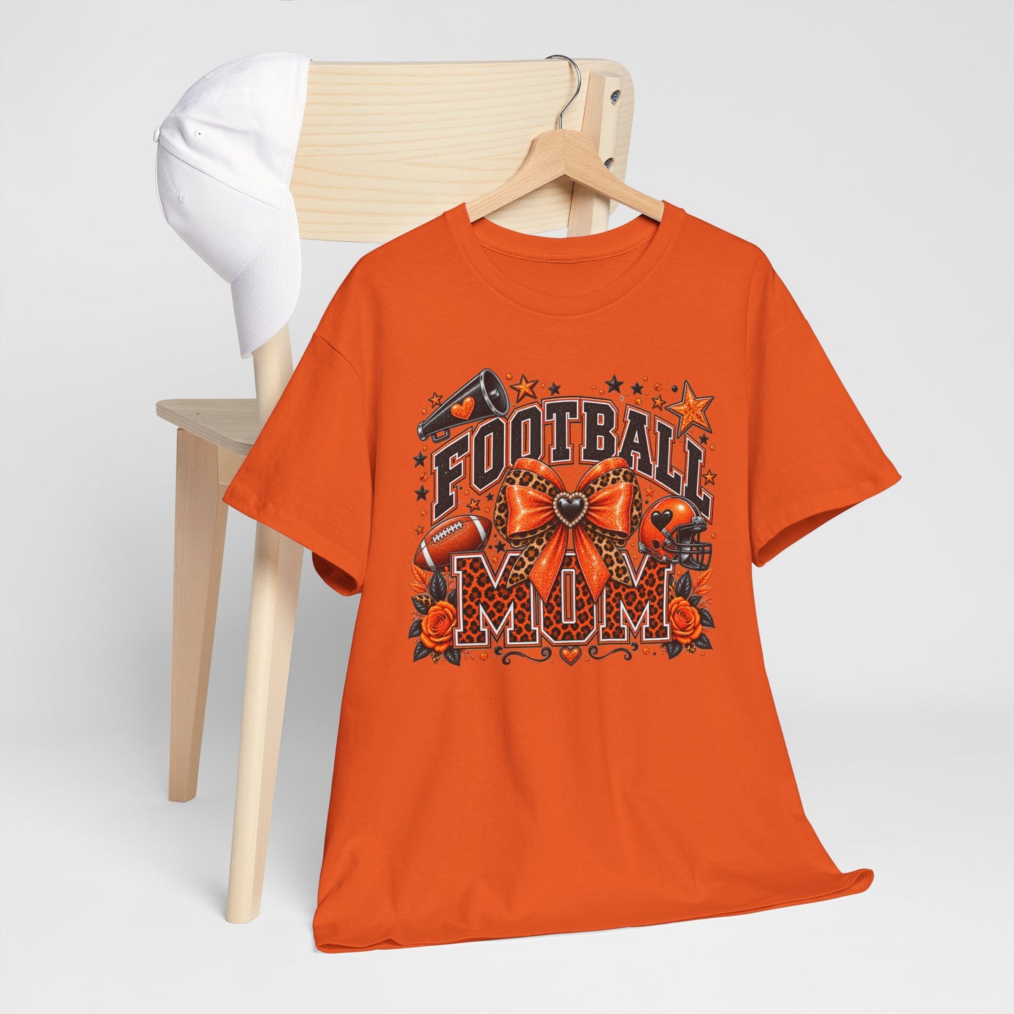 Football Mom T‑Shirt — Proud Fan Tee with Helmet & Bow Design