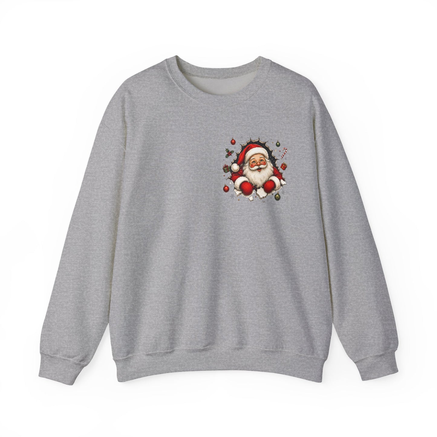 Santa Peeking Crewneck Sweatshirt — Funny Christmas Holiday Pullover
