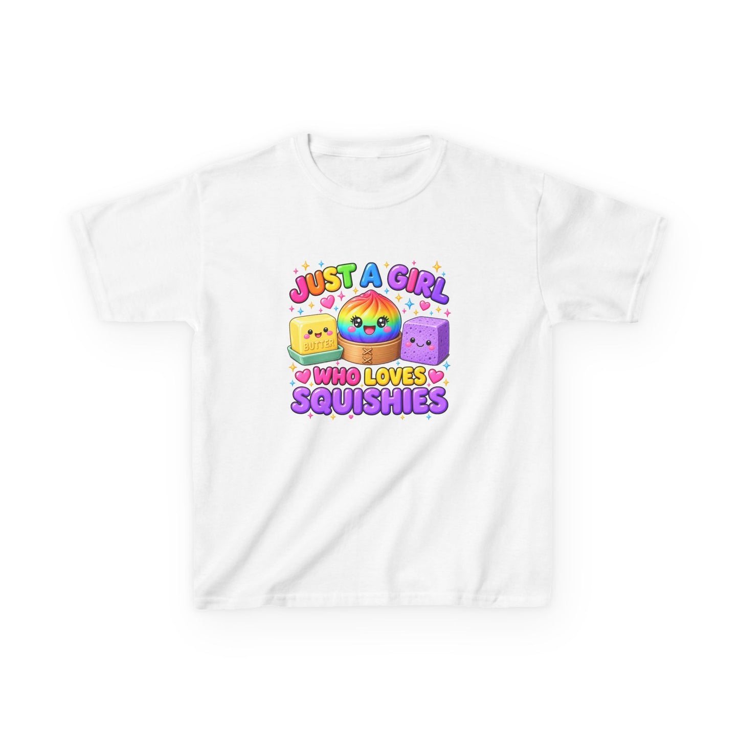 Kids Tee — "Just a Girl Who Loves Squishies" Cute Rainbow Squishy Toy Shirt