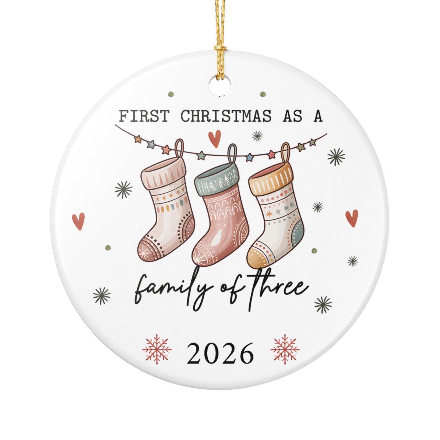 First Christmas as a Family of Three 2026 Ceramic Ornament