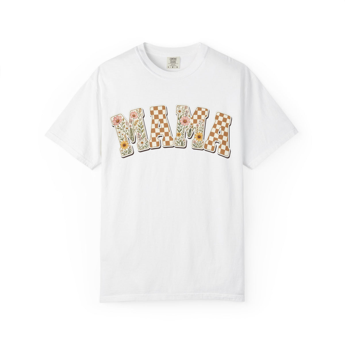 Mama Floral Checkerboard T-Shirt — Retro Mom Graphic Tee