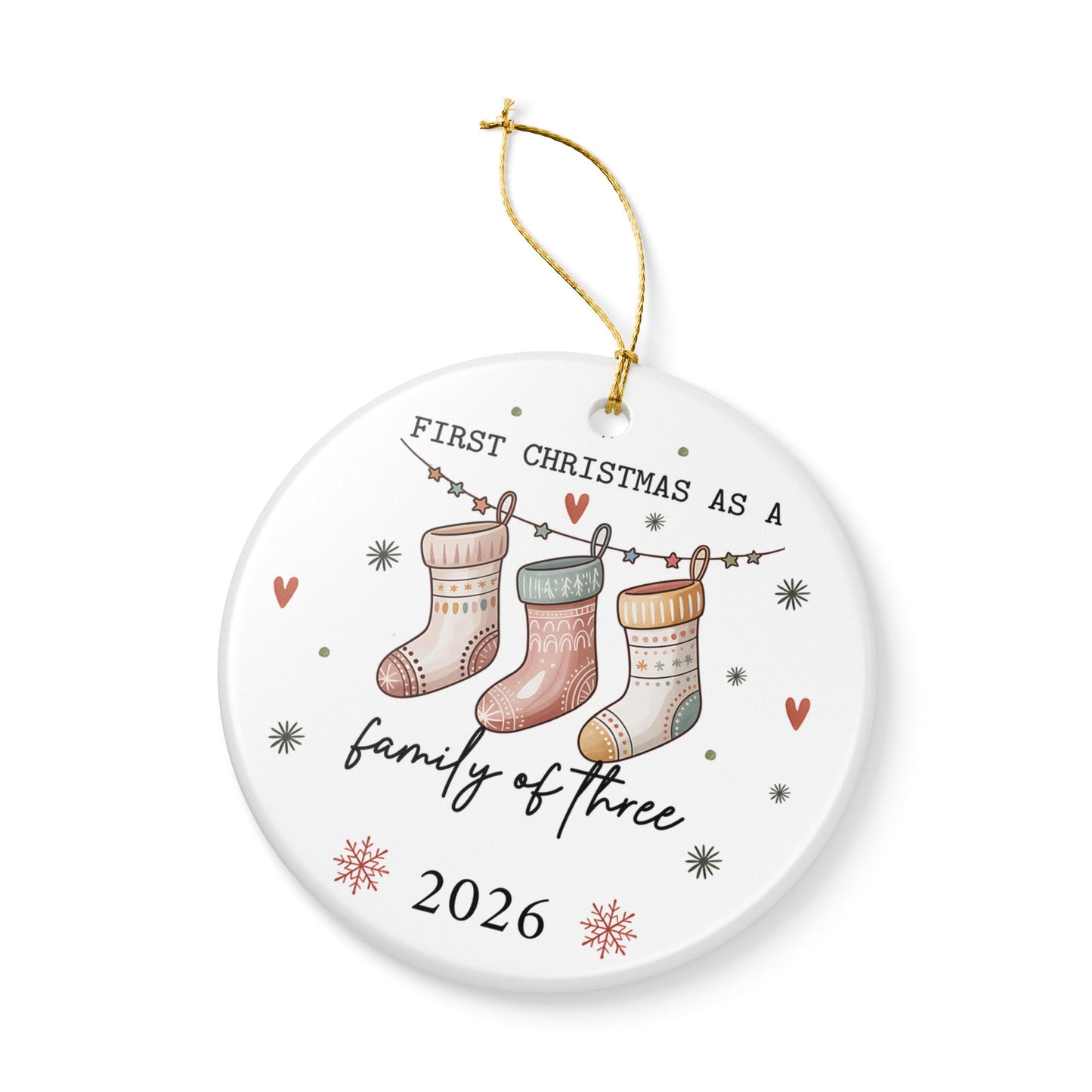 First Christmas as a Family of Three 2026 Ceramic Ornament