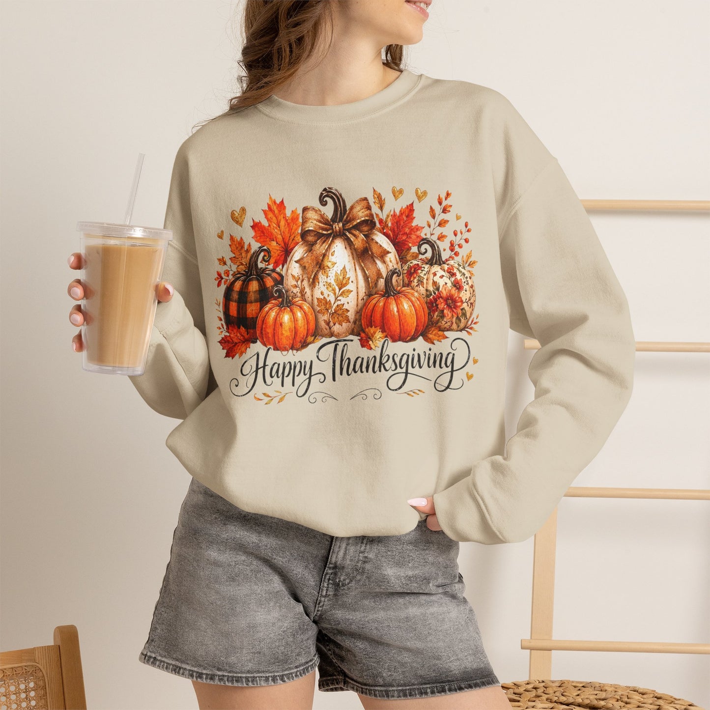 Happy Thanksgiving Pumpkin Crewneck Sweatshirt