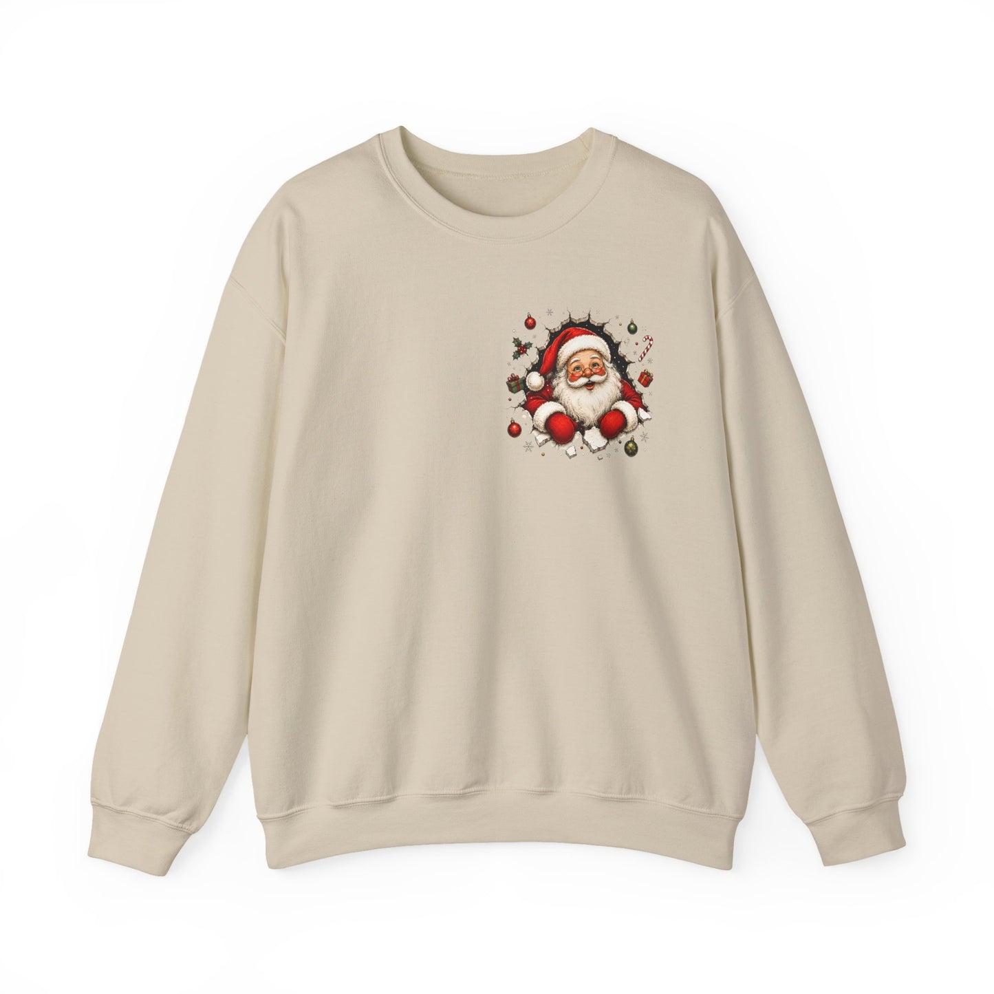Santa Peeking Crewneck Sweatshirt — Funny Christmas Holiday Pullover