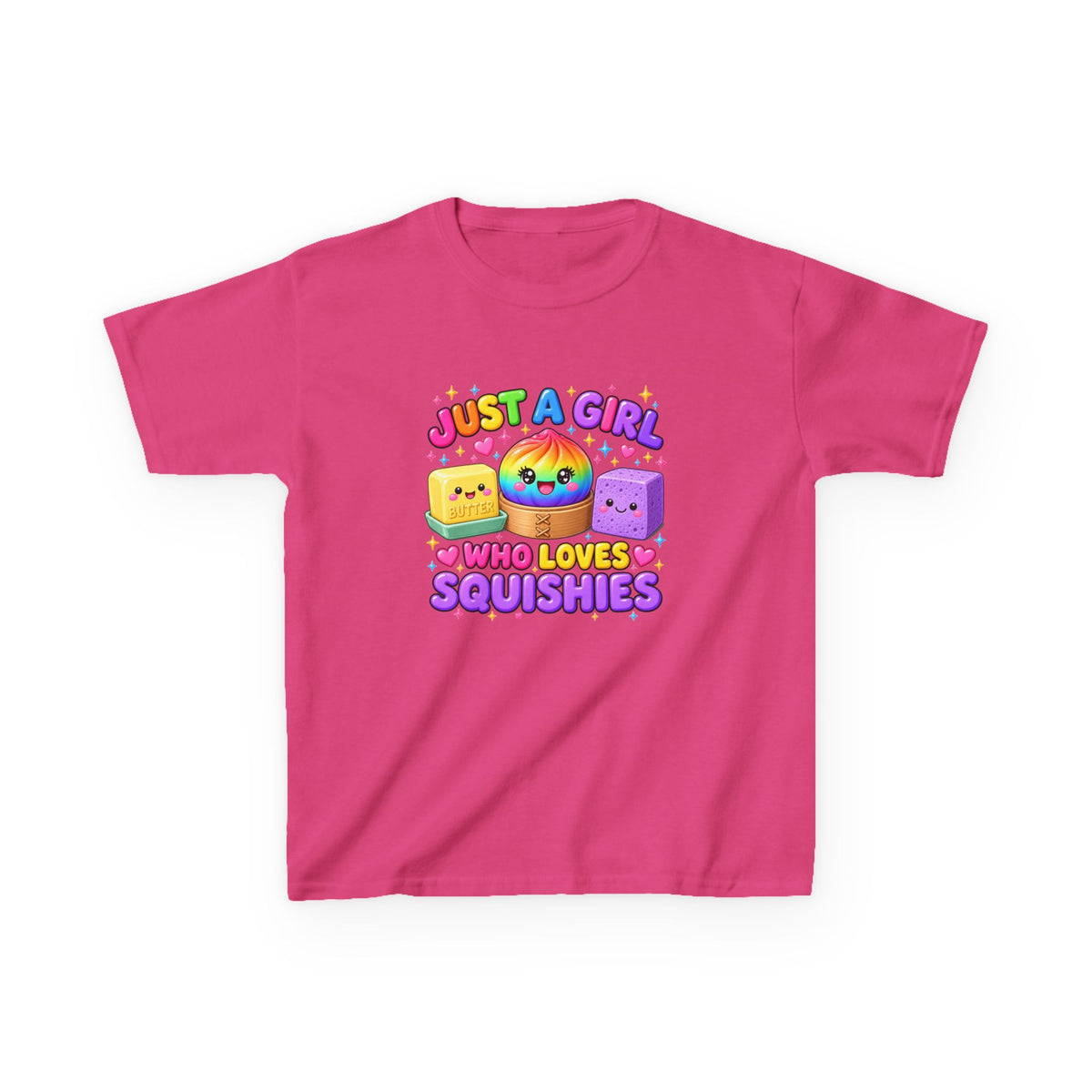 Kids Tee — "Just a Girl Who Loves Squishies" Cute Rainbow Squishy Toy Shirt
