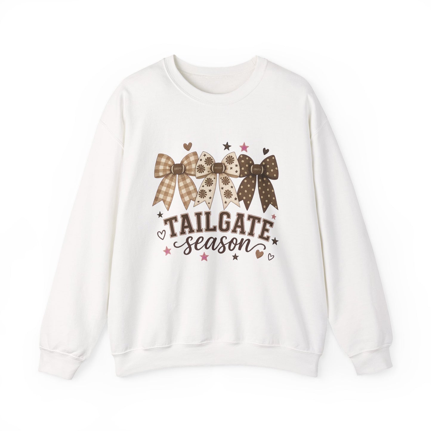 Tailgate Season Sweatshirt — Cute Plaid Bow Football Crewneck