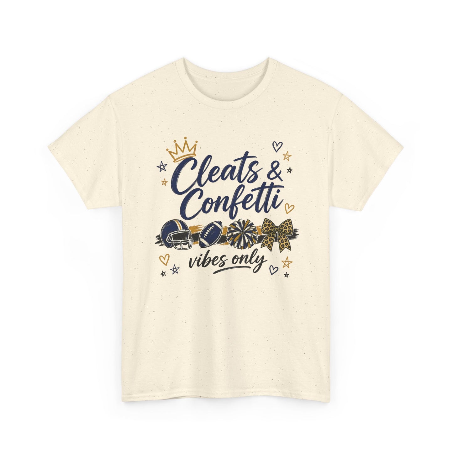 Cleats & Confetti Vibes Only Tee — Cheerleading Cheer Mom Shirt