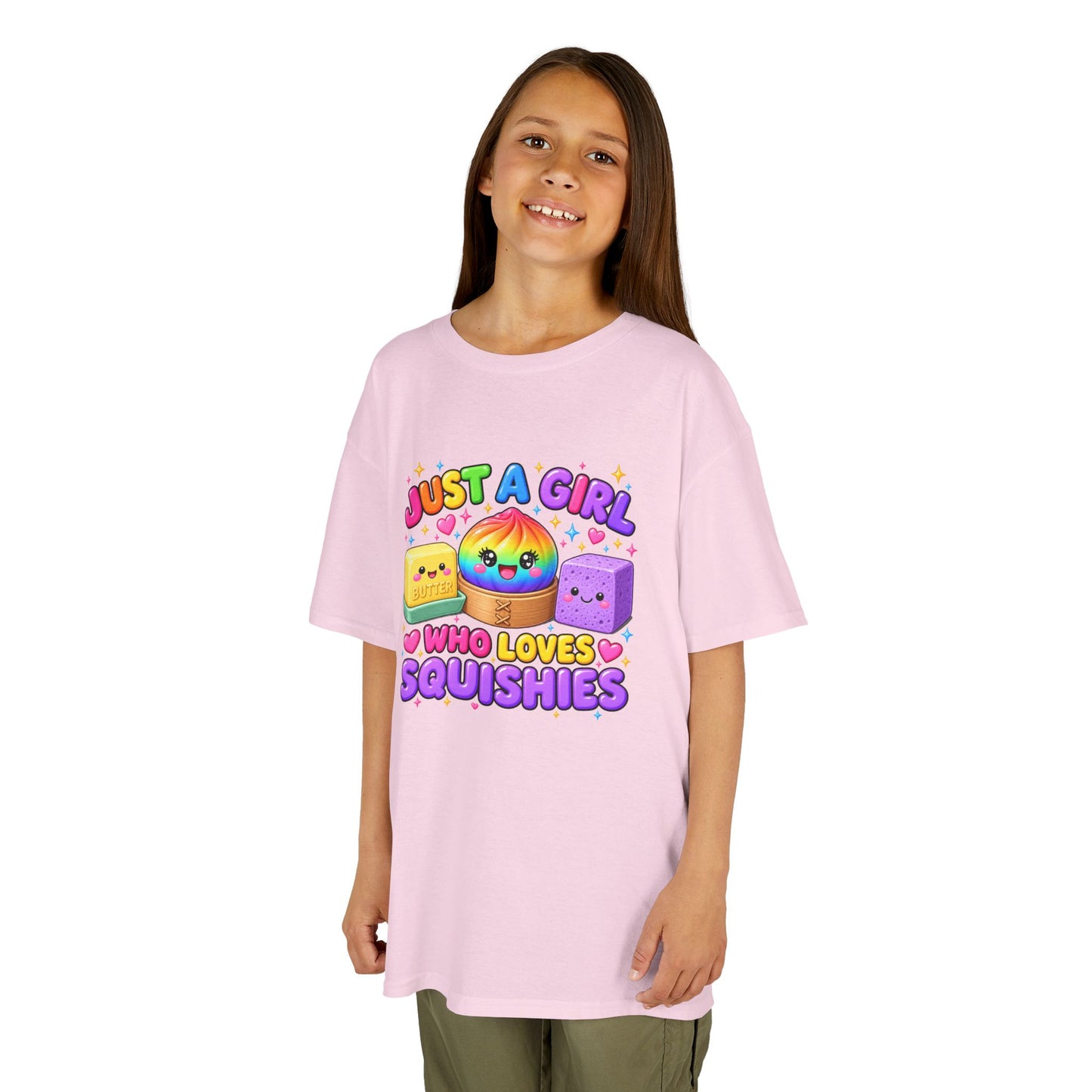 Kids Tee — "Just a Girl Who Loves Squishies" Cute Rainbow Squishy Toy Shirt