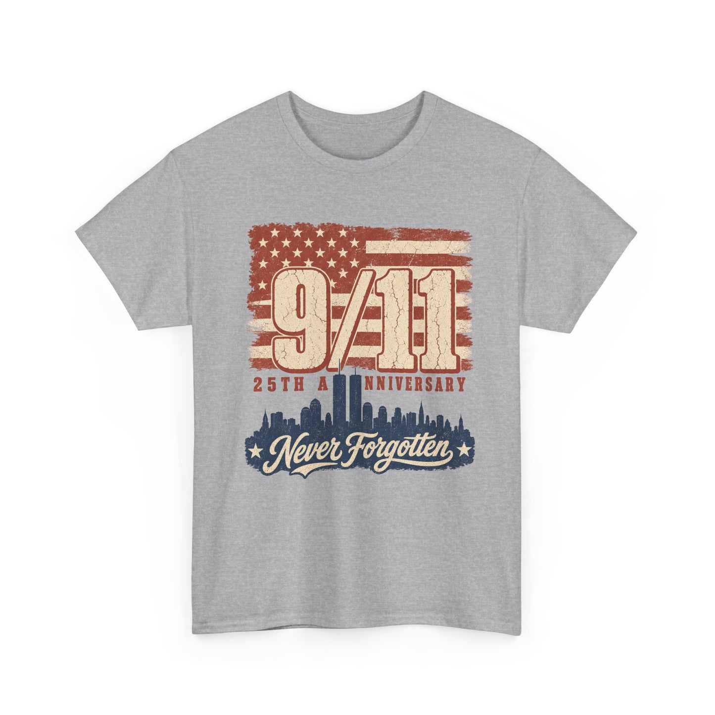 9/11 Never Forgotten T-Shirt — 25th Anniversary Memorial Tee