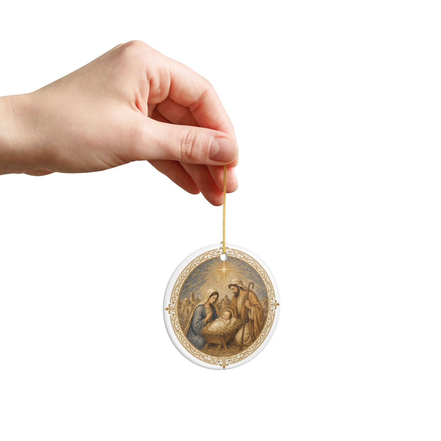 Nativity Ceramic Ornament — Holy Family Christmas Tree Decoration