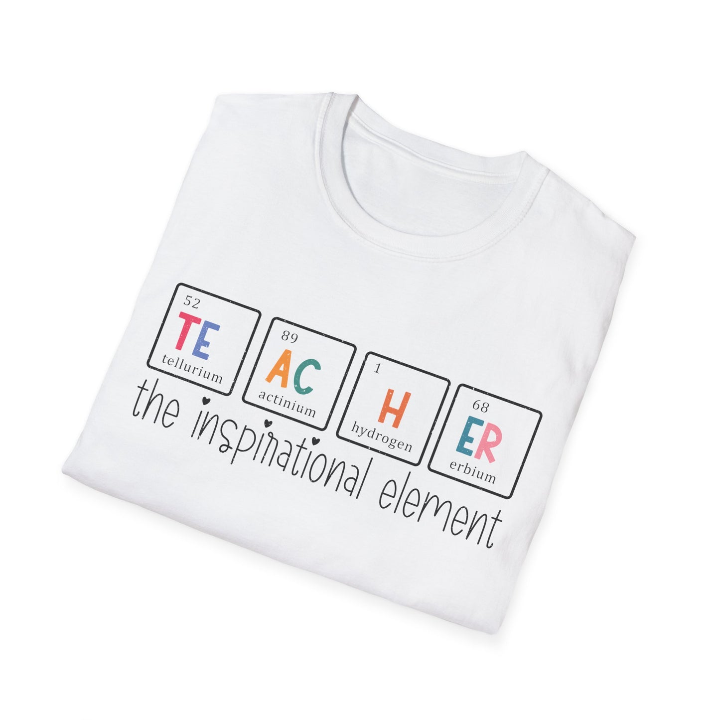 Teacher T-Shirt — “Teacher: The Inspirational Element” Science Periodic Table Design