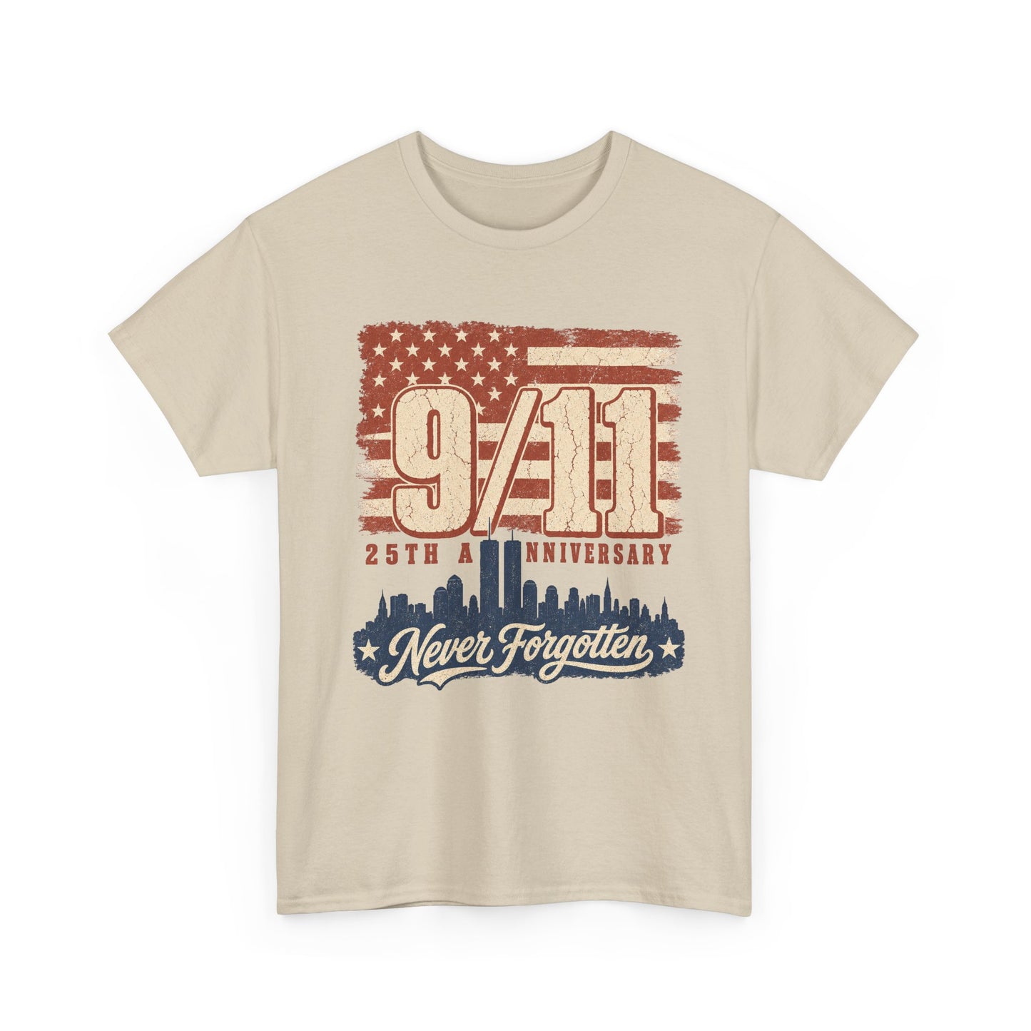 9/11 Never Forgotten T-Shirt — 25th Anniversary Memorial Tee