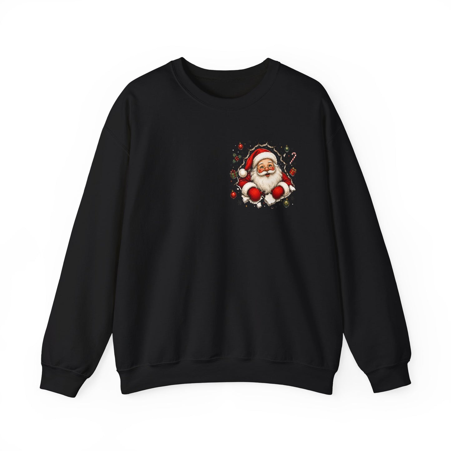 Santa Peeking Crewneck Sweatshirt — Funny Christmas Holiday Pullover
