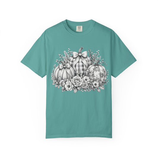 Pumpkin Bouquet T-Shirt — Floral Fall Pumpkin Trio Graphic Tee