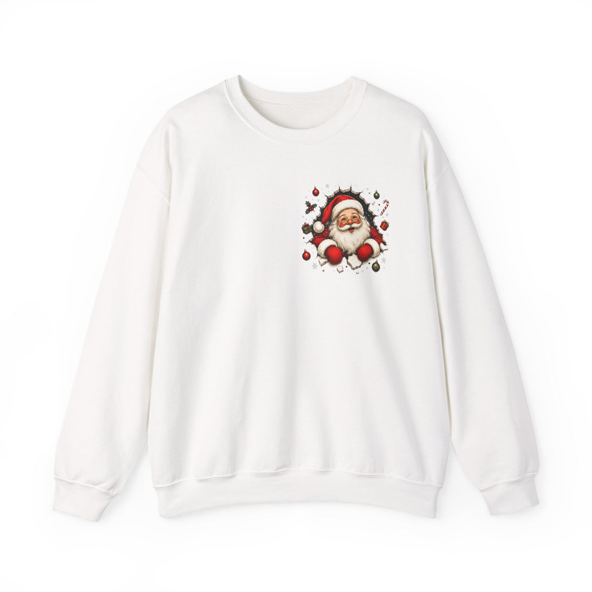 Santa Peeking Crewneck Sweatshirt — Funny Christmas Holiday Pullover