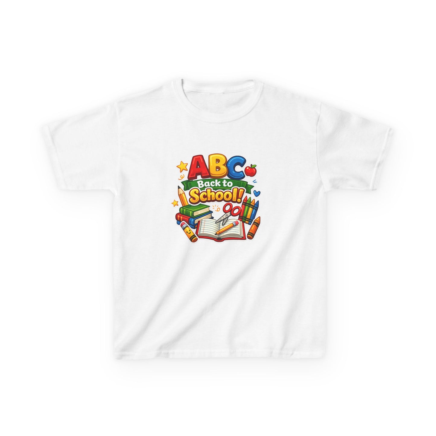Kids T-Shirt - 'ABC Back to School' Colorful School Supplies Graphic