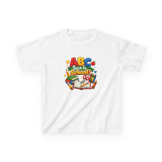 Kids T-Shirt - 'ABC Back to School' Colorful School Supplies Graphic
