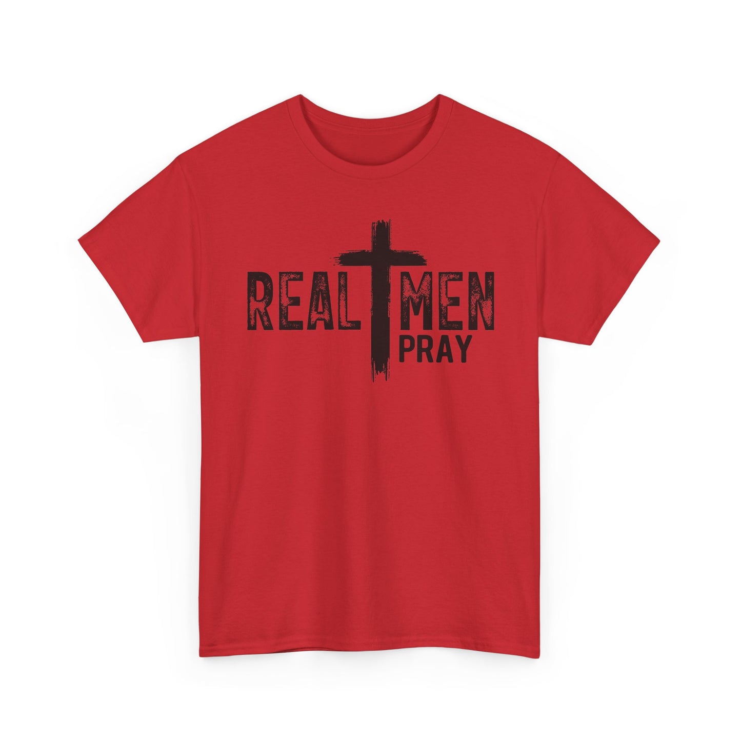 Real Men Pray T-Shirt – Christian Faith Tee with Cross