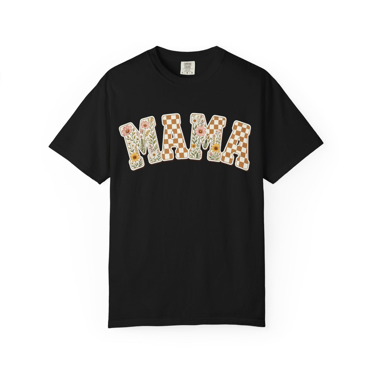 Mama Floral Checkerboard T-Shirt — Retro Mom Graphic Tee
