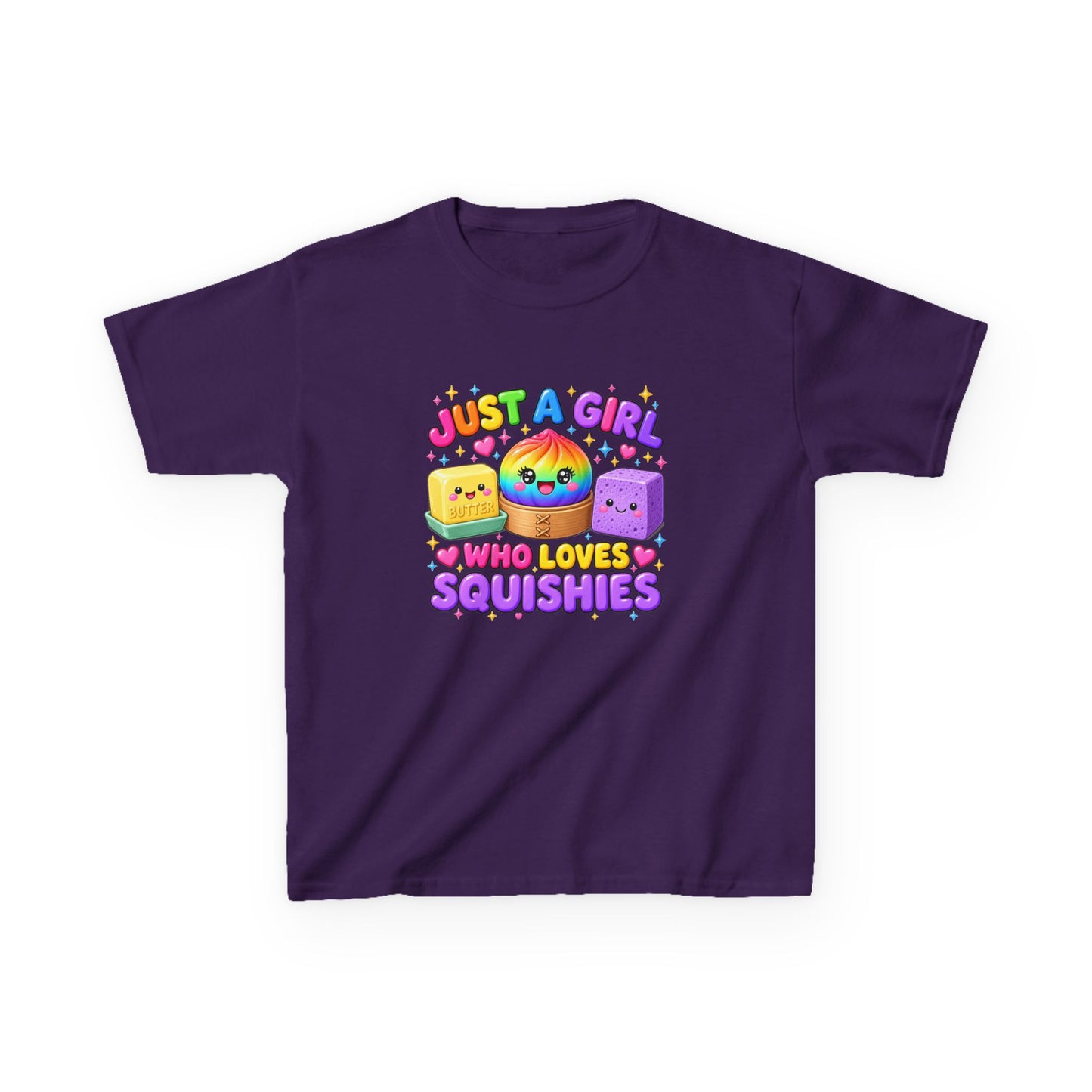 Kids Tee — "Just a Girl Who Loves Squishies" Cute Rainbow Squishy Toy Shirt