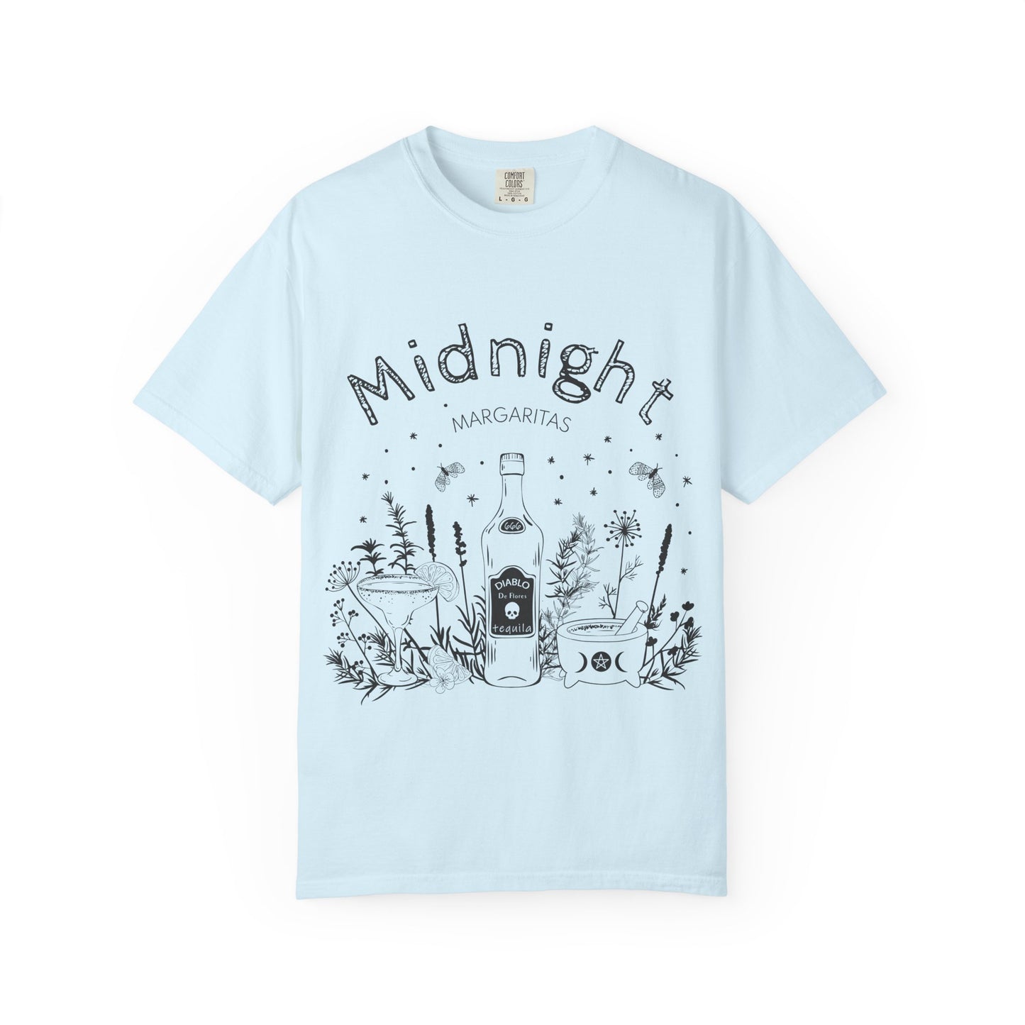 Midnight Margaritas T-Shirt — Cocktail Bottle & Cactus Night Vibe Tee
