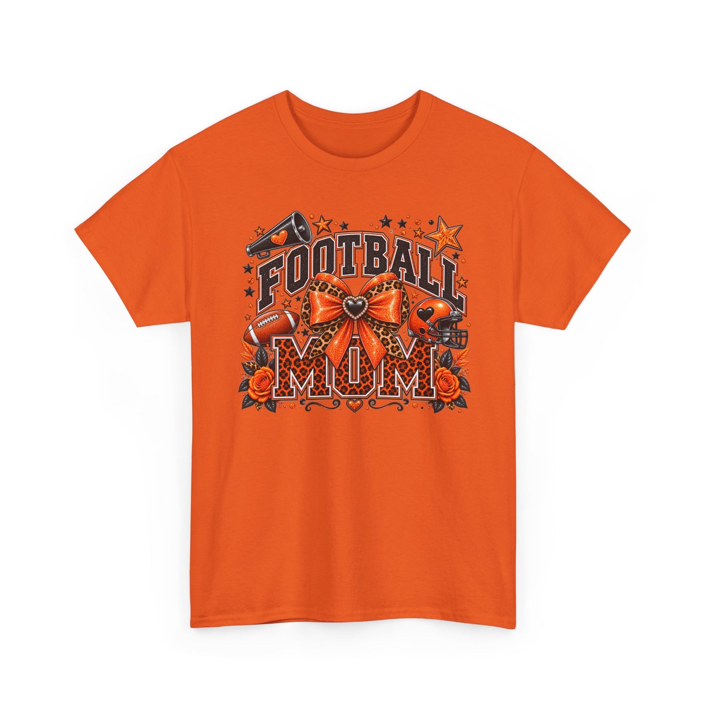 Football Mom T‑Shirt — Proud Fan Tee with Helmet & Bow Design
