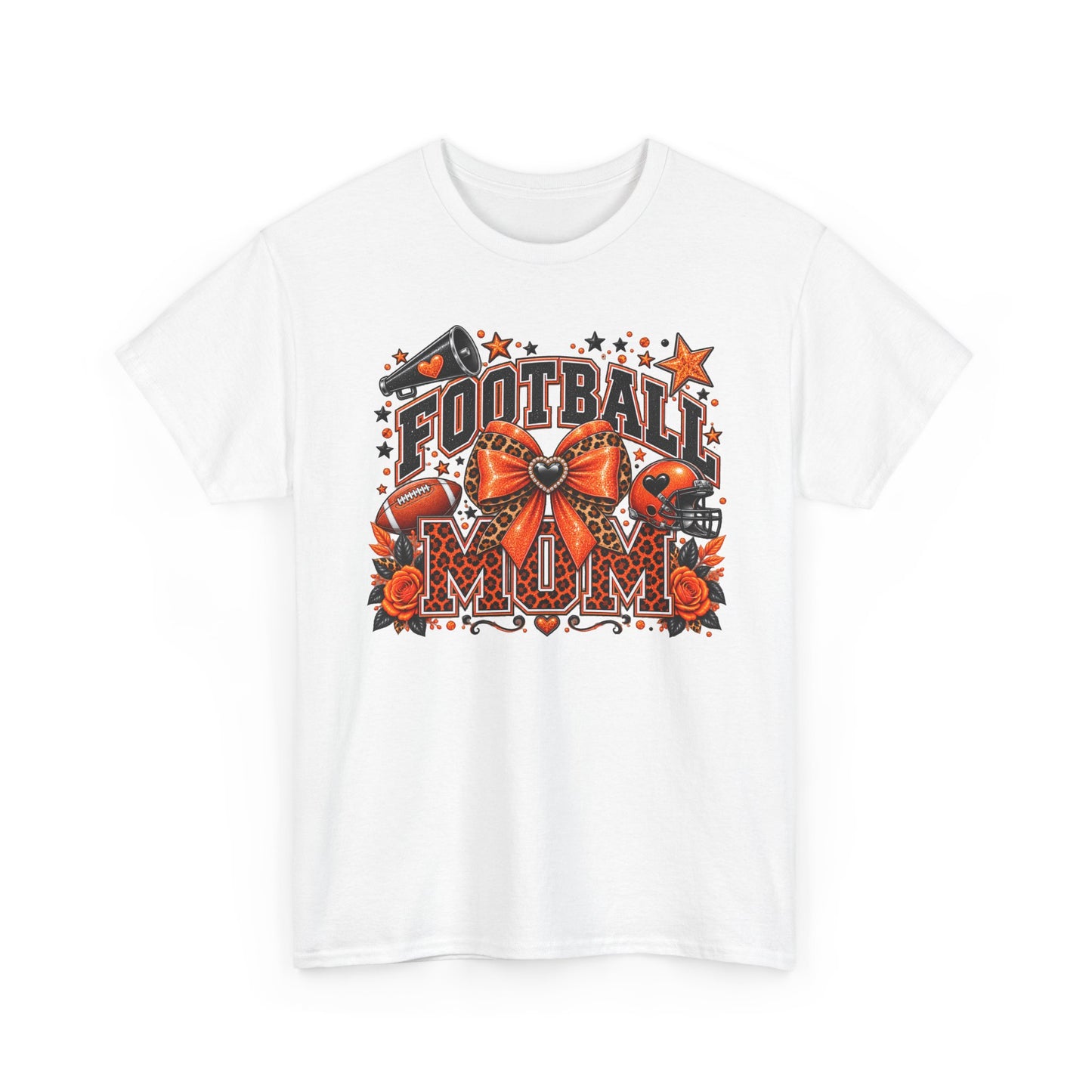 Football Mom T‑Shirt — Proud Fan Tee with Helmet & Bow Design