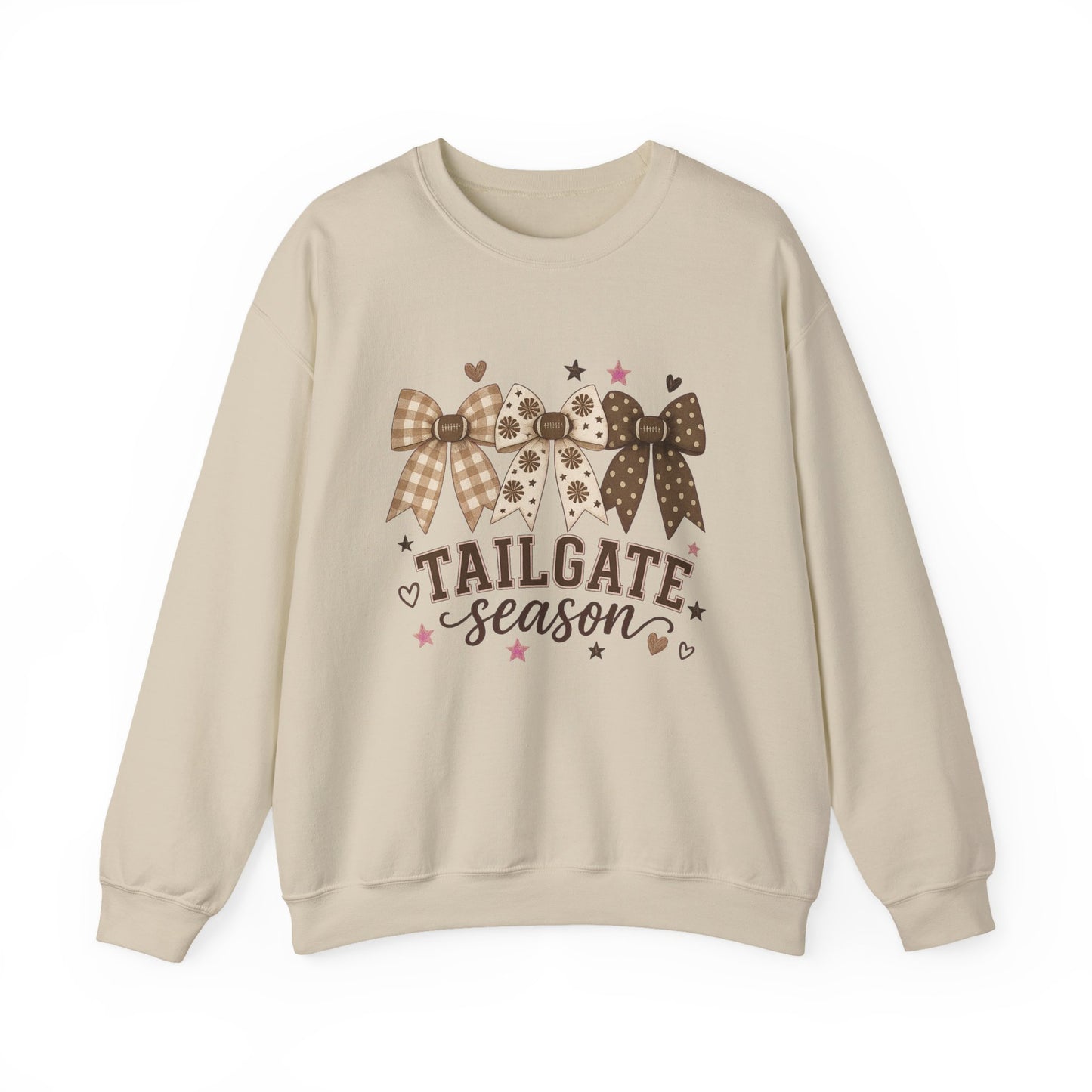 Tailgate Season Sweatshirt — Cute Plaid Bow Football Crewneck
