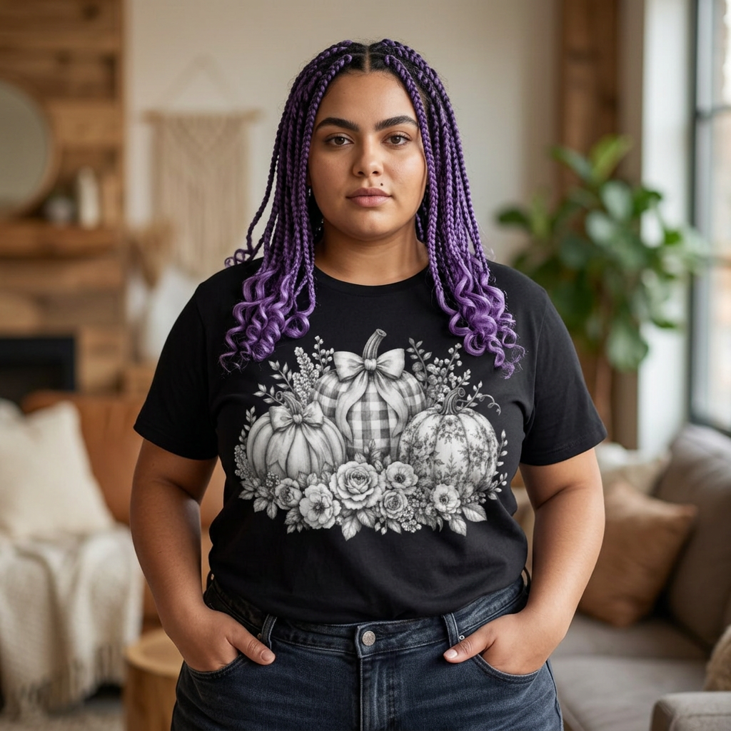Pumpkin Bouquet T-Shirt — Floral Fall Pumpkin Trio Graphic Tee