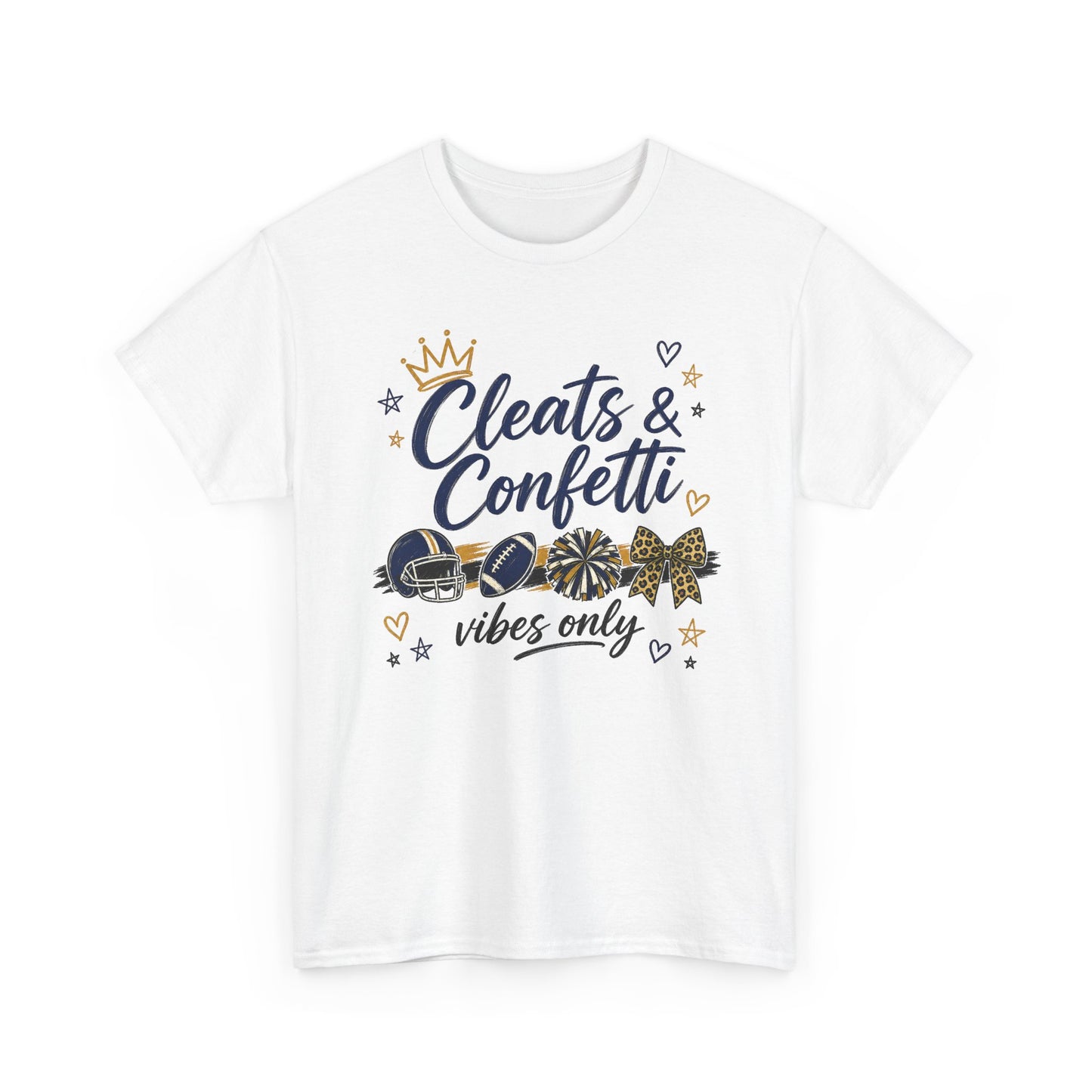 Cleats & Confetti Vibes Only Tee — Cheerleading Cheer Mom Shirt