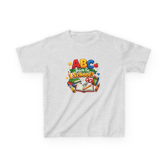 Kids T-Shirt - 'ABC Back to School' Colorful School Supplies Graphic