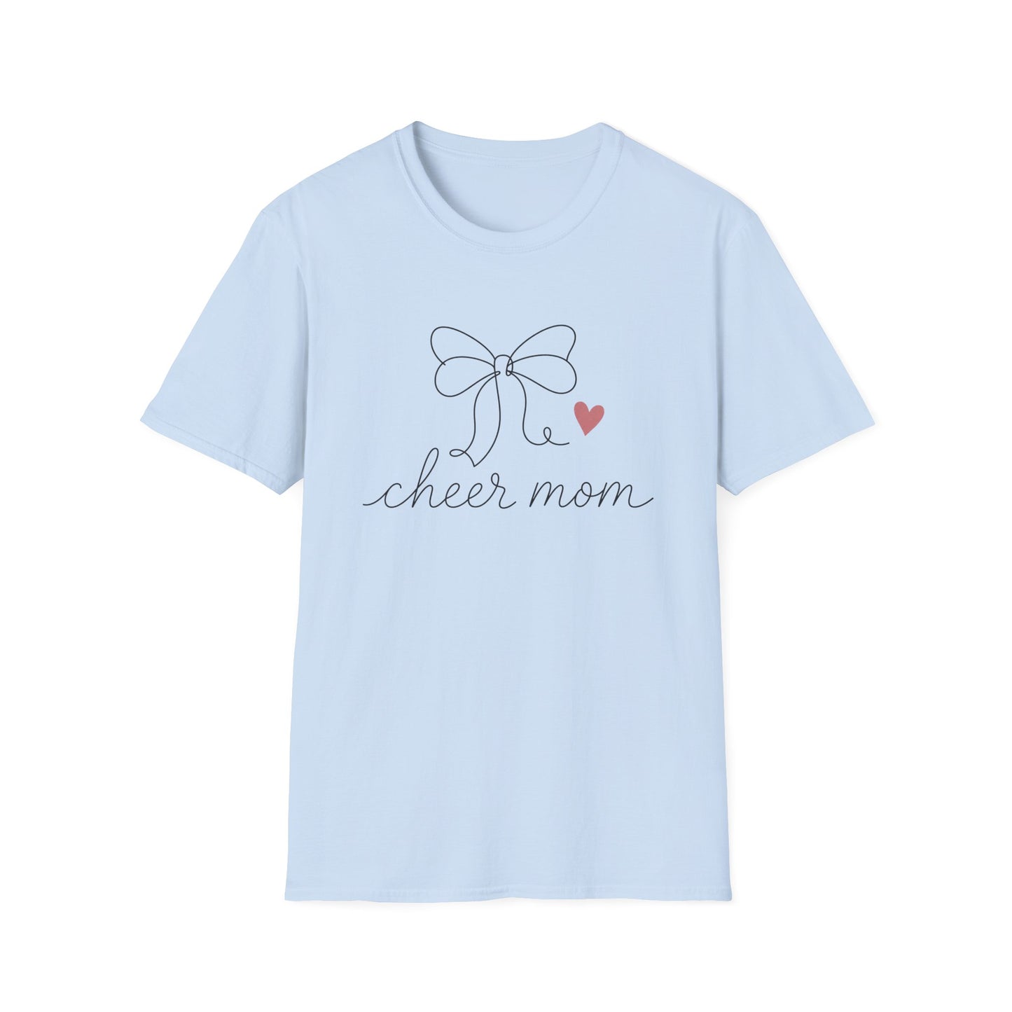 Cheer Mom T‑Shirt — Minimal Bow & Heart Design
