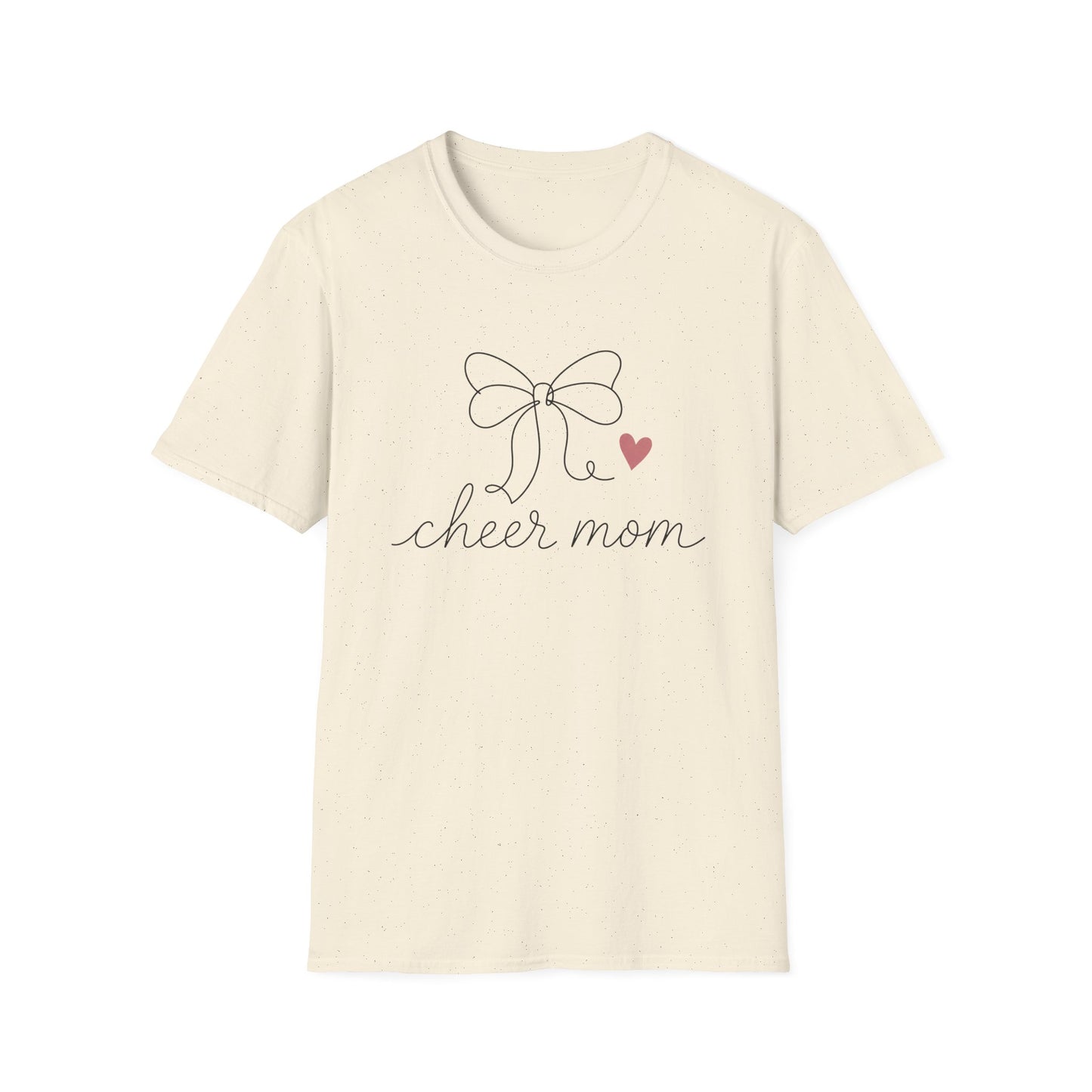 Cheer Mom T‑Shirt — Minimal Bow & Heart Design