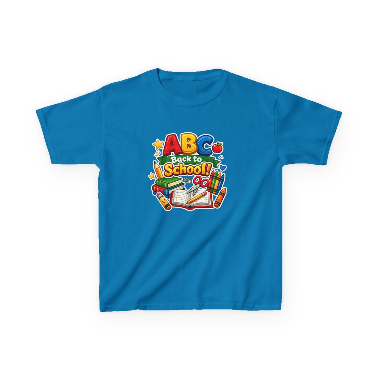Kids T-Shirt - 'ABC Back to School' Colorful School Supplies Graphic