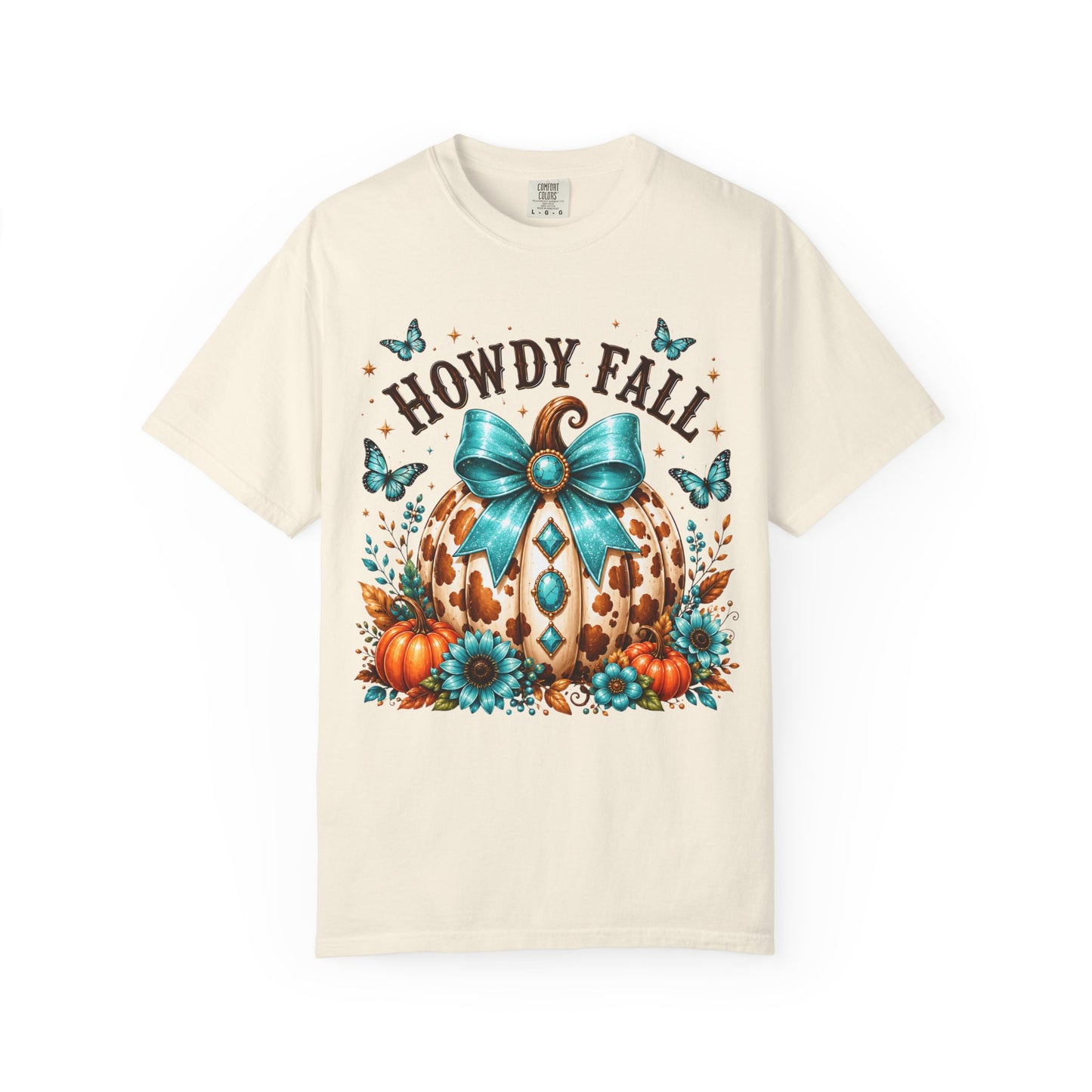 Howdy Fall Tee — Teal Pumpkin & Floral Autumn T-Shirt