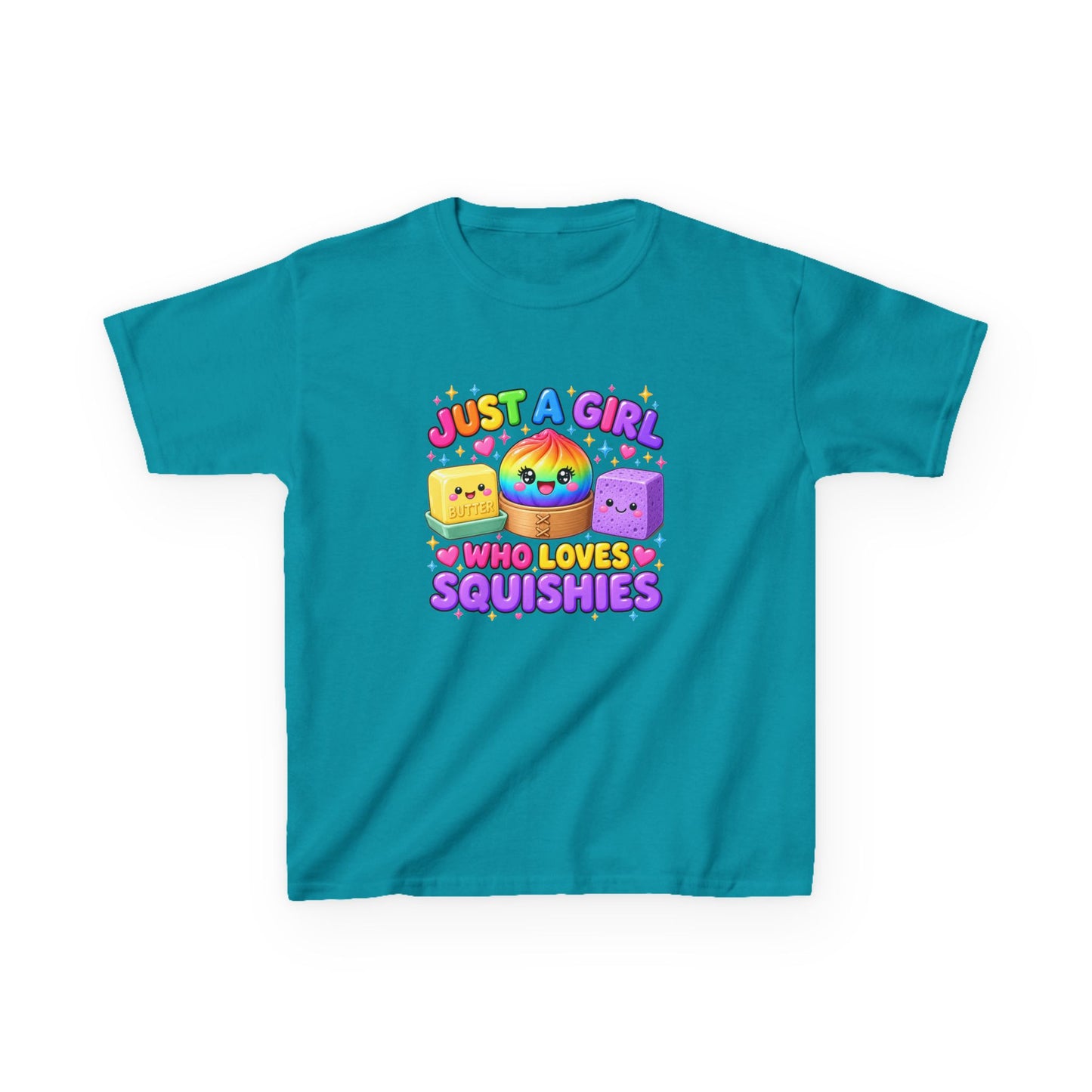 Kids Tee — "Just a Girl Who Loves Squishies" Cute Rainbow Squishy Toy Shirt
