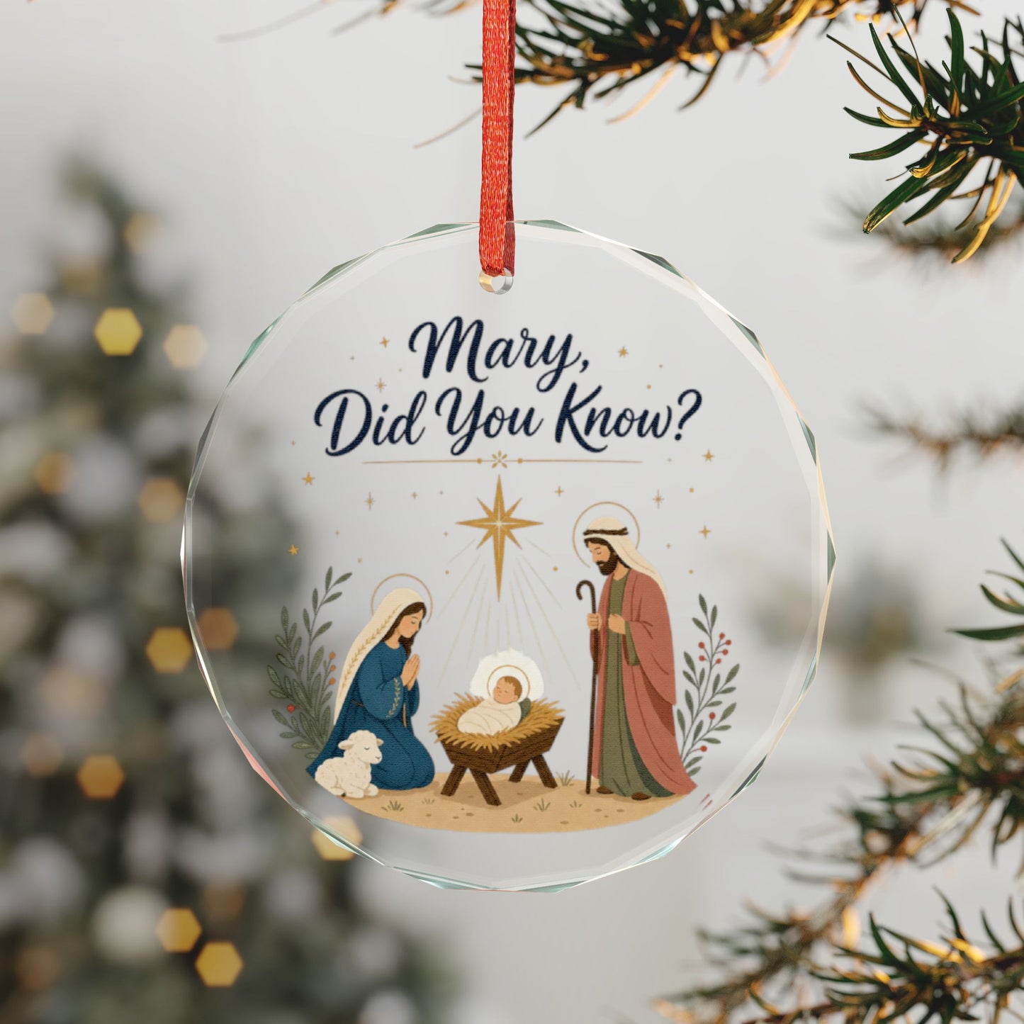 Nativity Glass Ornament — "Mary, Did You Know?" Christmas Ornament