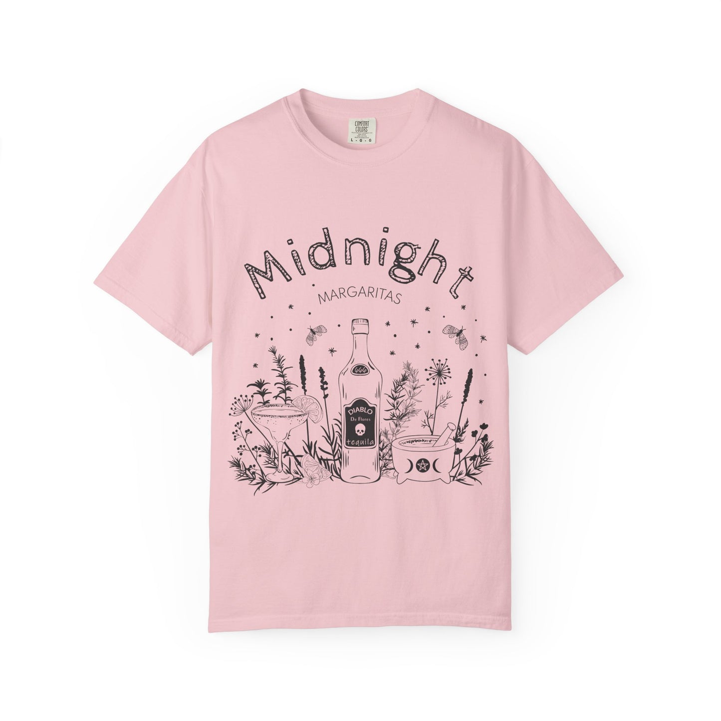 Midnight Margaritas T-Shirt — Cocktail Bottle & Cactus Night Vibe Tee