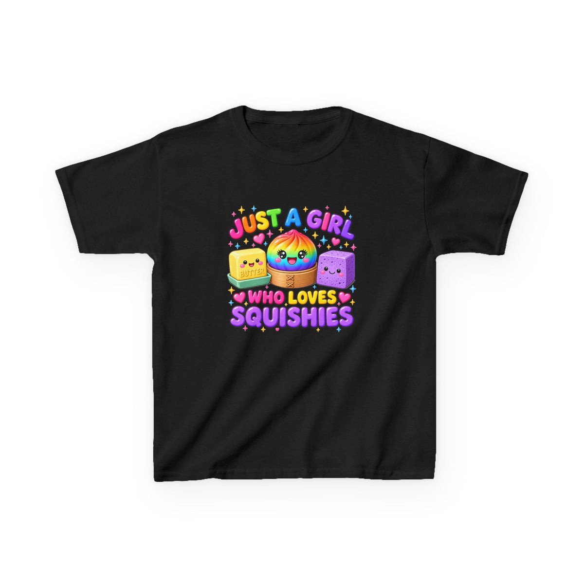 Kids Tee — "Just a Girl Who Loves Squishies" Cute Rainbow Squishy Toy Shirt