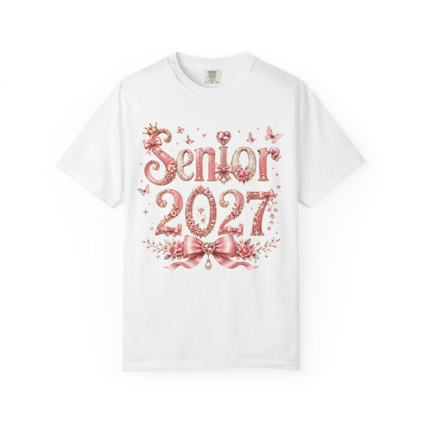 Senior 2027 T‑Shirt — Floral Pink Graduation Tee for High School & College Seniors